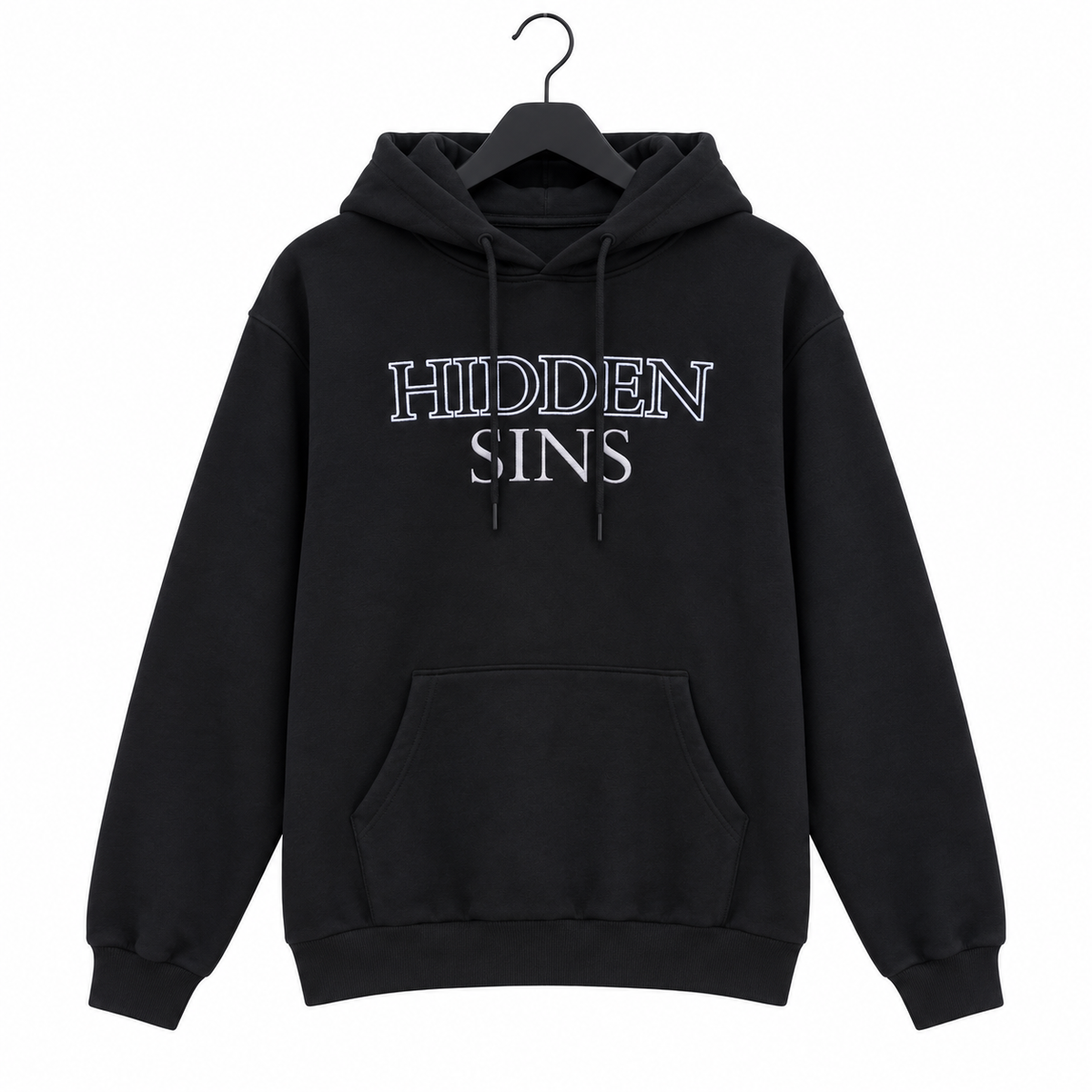 VICI Weighted Hoodie — front on black hanger